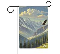 Bandiera da giardino con aquila in montagna nebbiosa su entrambi i lati, 30,5 x 45,7 cm, bandiera verticale in lino, bandiere per la casa durevoli per feste decorative all'aperto