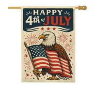 Bandiera da giardino con aquila patriottica, decorazione per il prato del giorno dell'indipendenza rossa, bianca e blu, in stile vintage, decorazione per esterni per il 4 luglio, 71 x 101 cm