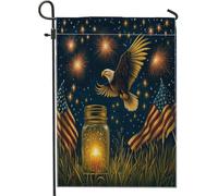 Bandiera da giardino con aquila patriottica, stelle e strisce, fuochi d'artificio per esterni, striscione per le vacanze, decorazione per la casa su entrambi i lati, bandiera estiva per il giardino