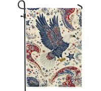 Bandiera da giardino con aquila patriottica, stelle rosse e blu, decorazione per la casa e il prato, bandiera rustica su entrambi i lati, decorazione per esterni, 30,5 x 45,7 cm