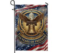 Bandiera da giardino con aquila, tradizionale campana patriottica per edificio del Campidoglio per il Giorno dell'Indipendenza rossa su entrambi i lati, piccola bandiera da giardino per esterni, prato