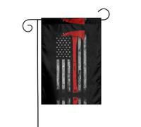 Bandiera da giardino con ascia da pompiere con stampa a linea rossa, bandiere invernali all'aperto e striscione da cortile per veranda, prato, giardino, decorazioni natalizie