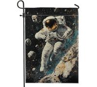 Bandiera da giardino con astronauta dello spazio esterno, striscione per esplorazione cosmica, decorazione per la casa su entrambi i lati, decorazione per prato all'aperto per uso quotidiano, 30,5 x