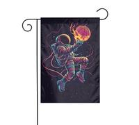Bandiera da giardino con astronauta spaziale, 30 x 45 cm, verticale, double face, per fattoria, vacanze, decorazioni esterne