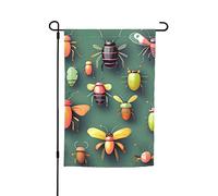 Bandiera da giardino con atlante di insetti, 30,5 x 45,7 cm, luminosa, decorazione per esterni su entrambi i lati, porta un po' di divertimento al tuo giardino.