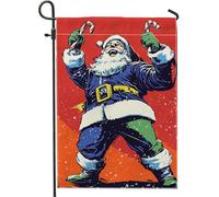 Bandiera da giardino con Babbo Natale, bandiere rosse natalizie decorative, su entrambi i lati, per esterni, per vacanze invernali, cartello natalizio per esterni, patio, prato, decorazione 30,5 x