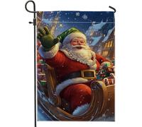 Bandiera da giardino con Babbo Natale, bandiere rosse per le vacanze, bandiera da giardino su entrambi i lati per esterni per la stagione invernale, cartello natalizio per esterni, decorazione per