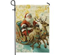 Bandiera da giardino con Babbo Natale e renna, bandiera decorativa natalizia, bandiera su entrambi i lati per esterni, per vacanze invernali, decorazione per patio, prato, 30,5 x 45,7 cm