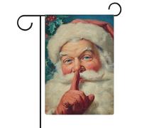 Bandiera da giardino con Babbo Natale in un silenzio, per vacanze stagionali, in iuta su entrambi i lati, 30,5 x 45,7 cm