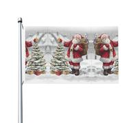 Bandiera da giardino con Babbo Natale Snow Secenry su entrambi i lati, 90 x 150 cm, resistente allo sbiadimento, per portico, balcone, prato, per interni ed esterni, asta non inclusa