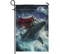 Bandiera da giardino con balena oceanica, creatura marina cosmica blu, decorazione per la casa e il giardino, decorazione per esterni su entrambi i lati, per tutte le stagioni, 30,5 x 45,7 cm