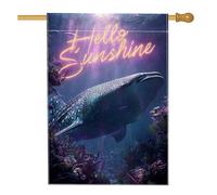 Bandiera da giardino con balena subacquea, decorazione oceanica blu estiva per esterni, bandiera a doppia faccia per cortile decorazione per prato vita marina 71 x 101 cm