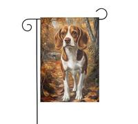 Bandiera da giardino con beagle marrone nel bosco 30 x 45 cm verticale su entrambi i lati per case coloniche decorazioni esterne bandiera cortile