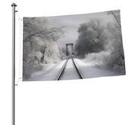 Bandiera da giardino con binari innevati, 6 x 0,9 m, bandiera per esterni, bandiera a prova di brezza, bandiere a prova di scolorimento, per casa, casa, decorazione interna ed esterna