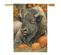 Bandiera da giardino con bisonte autunnale, bandiera rustica decorativa di bufalo, bandiera da prato su entrambi i lati per esterni, decorazione per Halloween, Ringraziamento, 71 x 101 cm