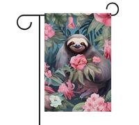 Bandiera da giardino con bradipi Kawaii in stile cartone animato, bandiera da giardino su entrambi i lati, bandiere per casa, decorazione per prato e patio