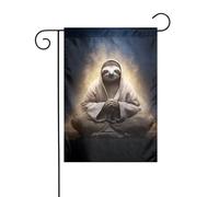 Bandiera da giardino con bradipo in meditazione, 12x18, verticale, bifacciale, decorazione per esterni per le vacanze in stile fattoria