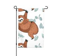 Bandiera da giardino con bradipo marrone, 30,5 x 45,7 cm, per primavera, estate, autunno, inverno, bandiere stagionali su entrambi i lati, bandiere per le vacanze, per esterni e interni, per