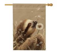 Bandiera da giardino con bradipo primaverile ed estivo, bandiera decorativa per la casa con dente di leone marrone, bandiera da giardino in iuta su entrambi i lati, decorazione per esterni, 71 x 101