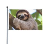 Bandiera da giardino con bradipo su un ramo di albero, 9 x 1,5 m, bandiere da giardino su entrambi i lati, resistenti allo sbiadimento, bandiera per esterni, divertente bandiera per vacanze con