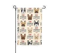 Bandiera da giardino con bulldog francese, 30,5 x 45,7 cm, decorazione per esterni per cortile, patio, portico e bandiera del prato