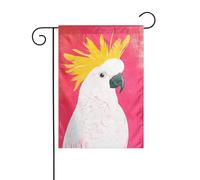 Bandiera da giardino con cacatua bianco con piume gialle, 30 x 45 cm, verticale, double face, per fattoria, vacanze, decorazioni esterne