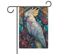 Bandiera da giardino con cacatua in vetro colorato, per vacanze stagionali, su entrambi i lati, 30,5 x 45,7 cm