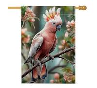 Bandiera da giardino con cacatua pesca primavera estate, bella bandiera floreale per esterni, bandiera da cortile in iuta su entrambi i lati per decorazione per feste sul prato 71 x 101 cm