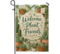Bandiera da giardino con cactus, annaffiatoio botanico rustico succulento verde primavera doppia bandiera decorativa per esterni per prato esterno portico patio ingresso 30,5 x 45,7 cm