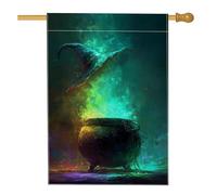 Bandiera da giardino con calderone mistico, striscione decorativo colorato per Halloween e autunno, bandiera da cortile in iuta su entrambi i lati, per decorazione esterna del prato, 71 x 101 cm