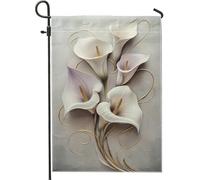 Bandiera da giardino con calle primaverili ed estive, elegante striscione decorativo per cortile, fiori bianchi, decorazione per la casa su entrambi i lati, per feste all'aperto in prato, 30,5 x 45,7