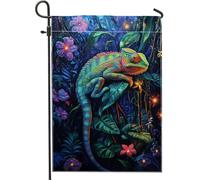 Bandiera da giardino con camaleonti vivaci, decorazione colorata per cortile, bandiera artistica su entrambi i lati, per decorazione estiva all'aperto, accessorio per la casa con fauna selvatica