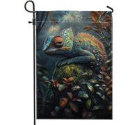 Bandiera da giardino con camaleonti vivaci, striscione colorato da giardino per rettili, bandiera decorativa su entrambi i lati, per la decorazione del prato esterno, decorazione per la natura estiva