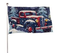 Bandiera da giardino con camion in neve, 119,4 x 177,8 cm, stampa su entrambi i lati, bandiera decorativa da giardino, non sbiadisce, con occhielli in ottone, sfondo fotografico da appendere per