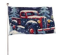 Bandiera da giardino con camion in neve, 152,4 x 243,8 cm, stampa su entrambi i lati, bandiera decorativa da giardino, non sbiadisce, con occhielli in ottone, sfondo fotografico da appendere per