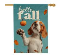Bandiera da giardino con cane Beagle autunnale, stampa di zampa di zucca blu autunnale, striscione decorativo per esterni, bandiera stagionale su entrambi i lati, decorazione per le vacanze, 71 x 101