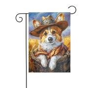 Bandiera da giardino con cane Cowboy Corgi, 30 x 45 cm, verticale, double face, decorazione per case in campagna, vacanze, esterni, bandiera da cortile