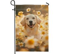 Bandiera da giardino con cane Golden Retriever, bellissimo sfondo floreale per la casa, bandiera estiva su entrambi i lati, decorazione per prato all'aperto, 30,5 x 45,7 cm