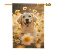Bandiera da giardino con cane Golden Retriever, bellissimo sfondo floreale per la casa, bandiera estiva su entrambi i lati, decorazione per prato all'aperto, 71 x 101 cm