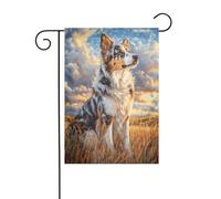Bandiera da giardino con cane pastore pastore pascolo 30 x 45 cm verticale double face fattoria vacanze decorazioni esterne bandiera cortile