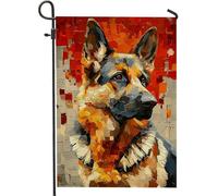 Bandiera da giardino con cane pastore tedesco, striscione colorato astratto per la decorazione della casa, bandiera per prato su entrambi i lati, decorazione per esterni, regalo stagionale per la