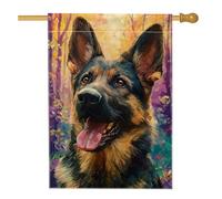 Bandiera da giardino con cane pastore tedesco, striscione decorativo colorato per la casa, bandiera in iuta su entrambi i lati, per la decorazione del prato esterno, tema autunnale con animali, 71 x