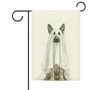 Bandiera da giardino con cane pastore tedesco vestito da fantasma, in iuta su entrambi i lati, 30,5 x 45,7 cm