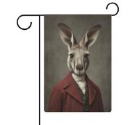 Bandiera da giardino con canguro che indossa una bandiera da giardino in stile vittoriano per vacanze stagionali su entrambi i lati, 30,5 x 45,7 cm