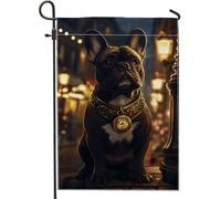 Bandiera da giardino con cani francesi, affascinante decorazione per cani neri per tutte le stagioni, elegante striscione da cortile su entrambi i lati per decorazione esterna del prato 30,5 x 45,7 cm