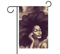 Bandiera da giardino con capelli africani donne nere su entrambi i lati, 30,5 x 45,7 cm, bandiera verticale in lino, bandiere per la casa durevoli per feste decorative all'aperto