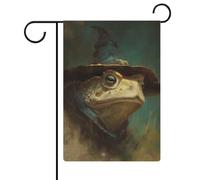 Bandiera da giardino con cappello da strega con vecchio rospo su entrambi i lati, 30,5 x 45,7 cm