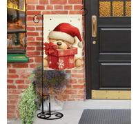 Bandiera da giardino con cappello di Babbo Natale e buon Natale, 30,5 x 45,7 cm, doppia faccia, piccola bandiera da giardino, bandiere stagionali per Natale, fattoria, decorazioni esterne