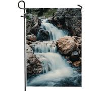 Bandiera da giardino con cascata di montagna, striscione decorativo per la casa, in iuta su entrambi i lati, perfetta per gli amanti della natura primaverile e estiva 30,5 x 45,7 cm