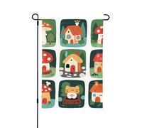Bandiera da giardino con case dei cartoni animati, stampa su entrambi i lati, decorazione esterna per tutte le stagioni, 31,8 x 45,7 cm